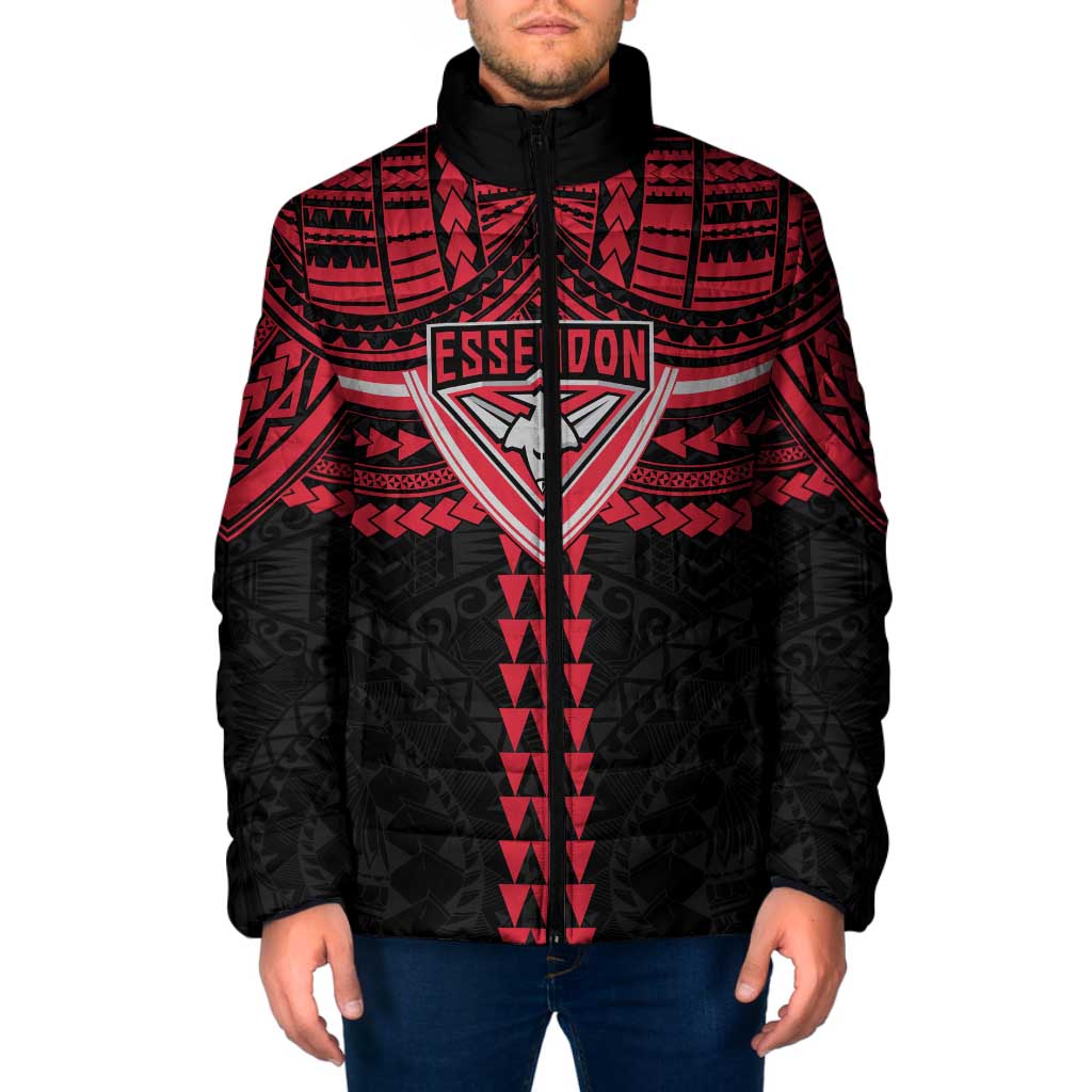 Personalized Essendon Bombers Padded Jacket Polynesian Tribal Pattern Heritage Football