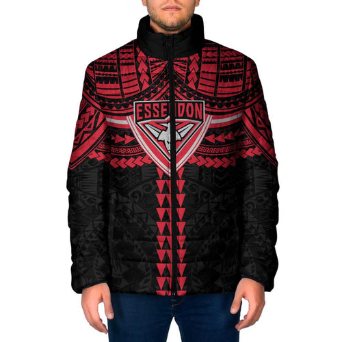 Personalized Essendon Bombers Padded Jacket Polynesian Tribal Pattern Heritage Football