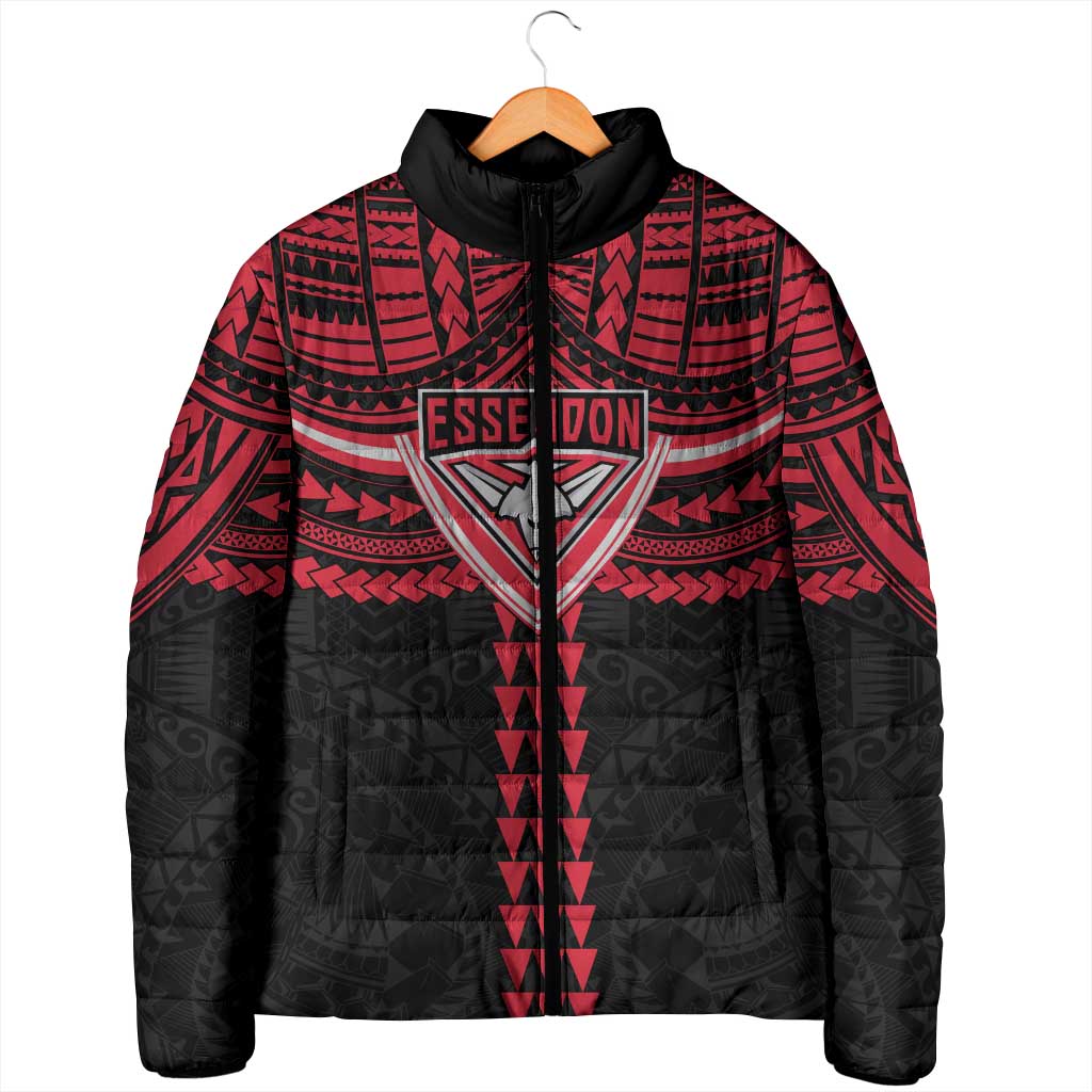 Personalized Essendon Bombers Padded Jacket Polynesian Tribal Pattern Heritage Football
