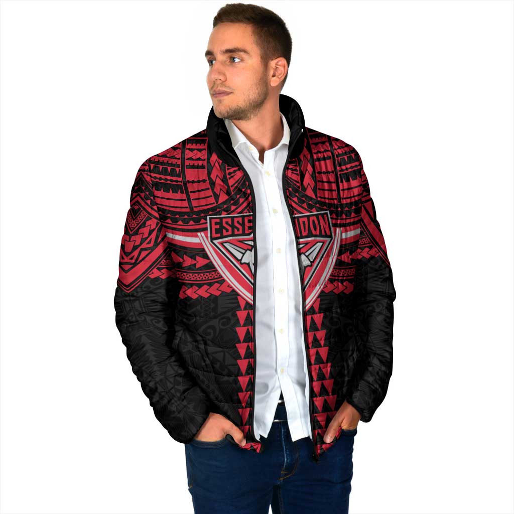 Personalized Essendon Bombers Padded Jacket Polynesian Tribal Pattern Heritage Football