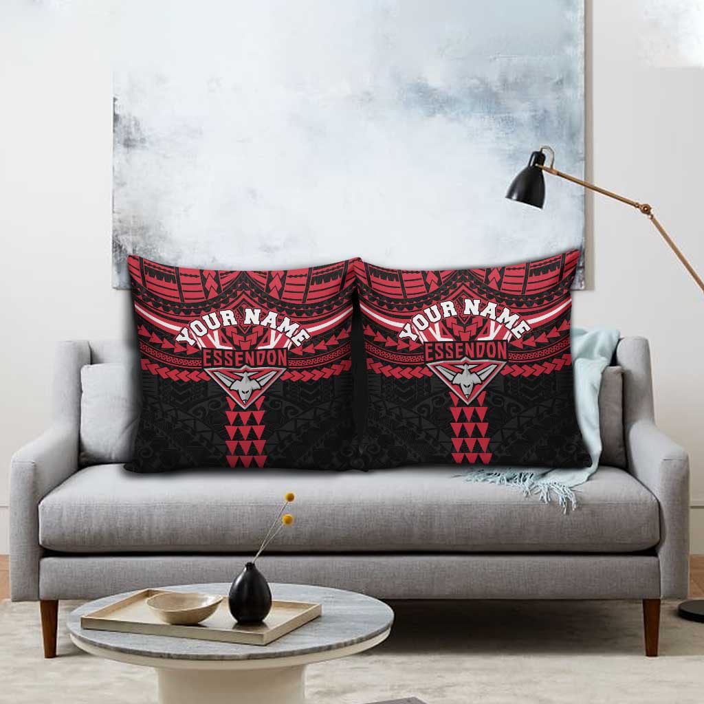 Personalized Essendon Bombers Pillow Cover Polynesian Tribal Pattern Heritage Football