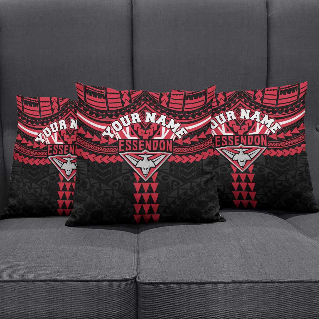Personalized Essendon Bombers Pillow Cover Polynesian Tribal Pattern Heritage Football