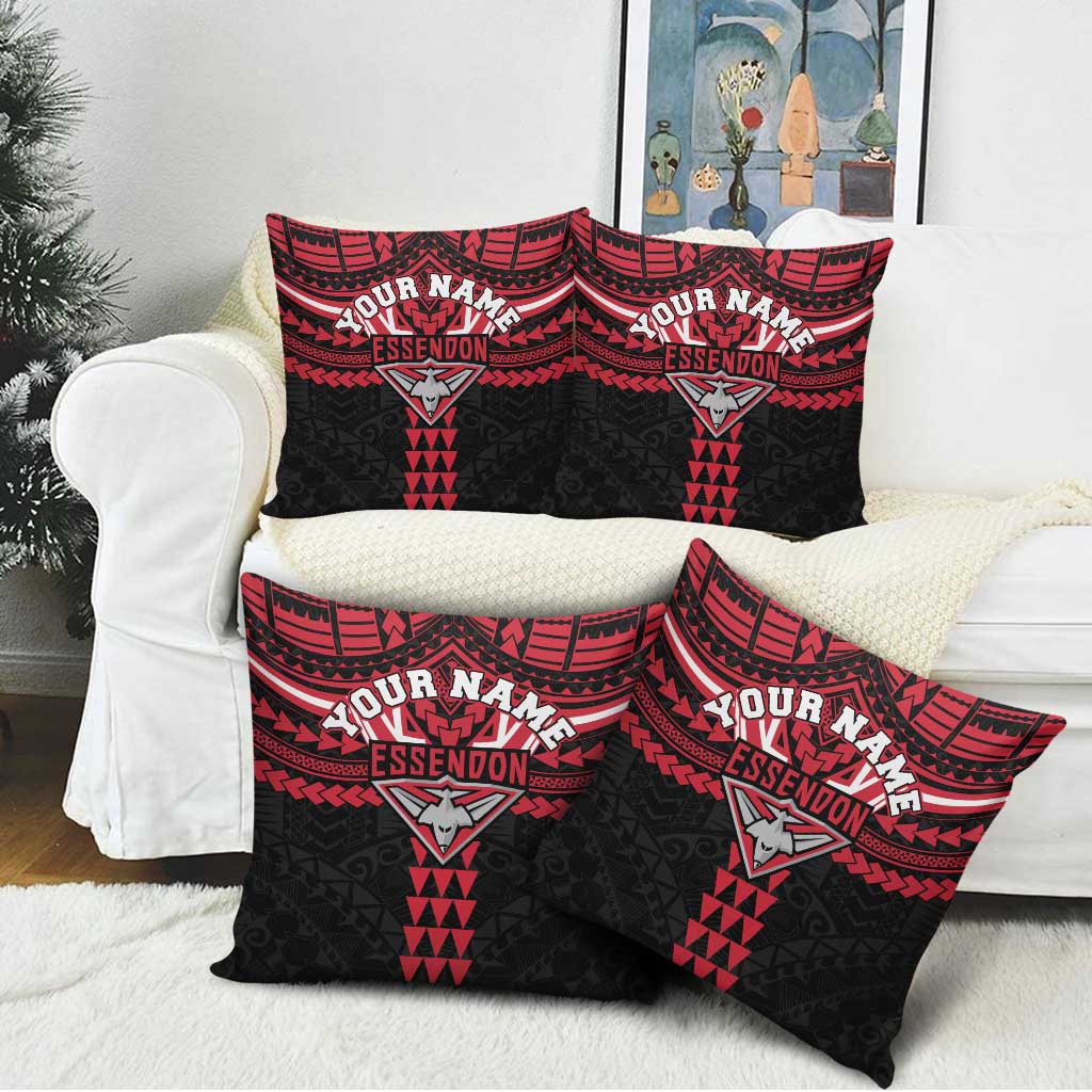 Personalized Essendon Bombers Pillow Cover Polynesian Tribal Pattern Heritage Football