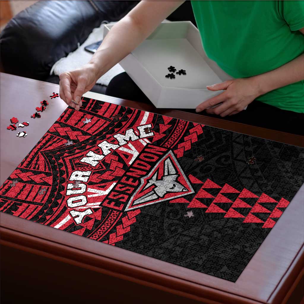 Personalized Essendon Bombers Puzzle Polynesian Tribal Pattern Heritage Football