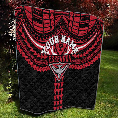 Personalized Essendon Bombers Quilt Polynesian Tribal Pattern Heritage Football