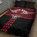 Personalized Essendon Bombers Quilt Bed Set Polynesian Tribal Pattern Heritage Football