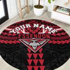 Personalized Essendon Bombers Round Carpet Polynesian Tribal Pattern Heritage Football