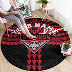 Personalized Essendon Bombers Round Carpet Polynesian Tribal Pattern Heritage Football