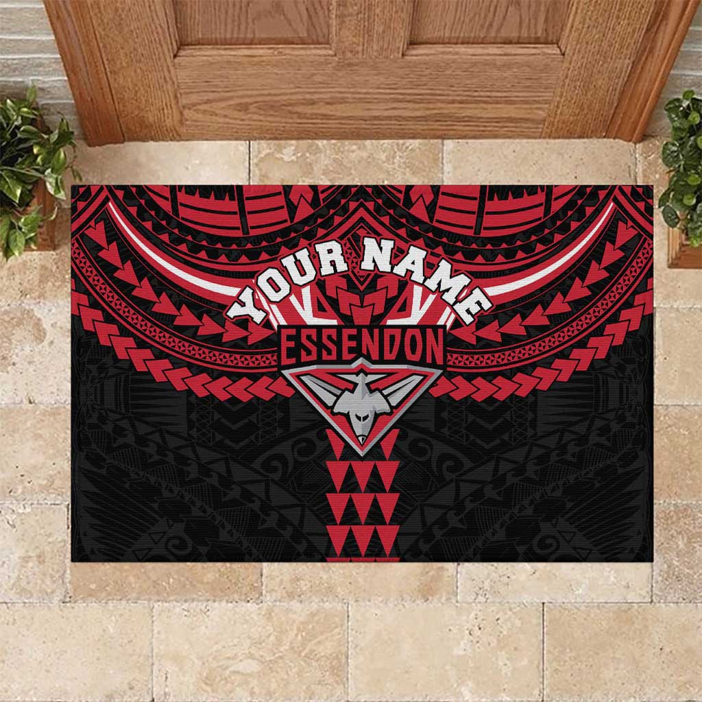 Personalized Essendon Bombers Rubber Doormat Polynesian Tribal Pattern Heritage Football
