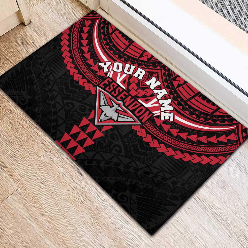Personalized Essendon Bombers Rubber Doormat Polynesian Tribal Pattern Heritage Football