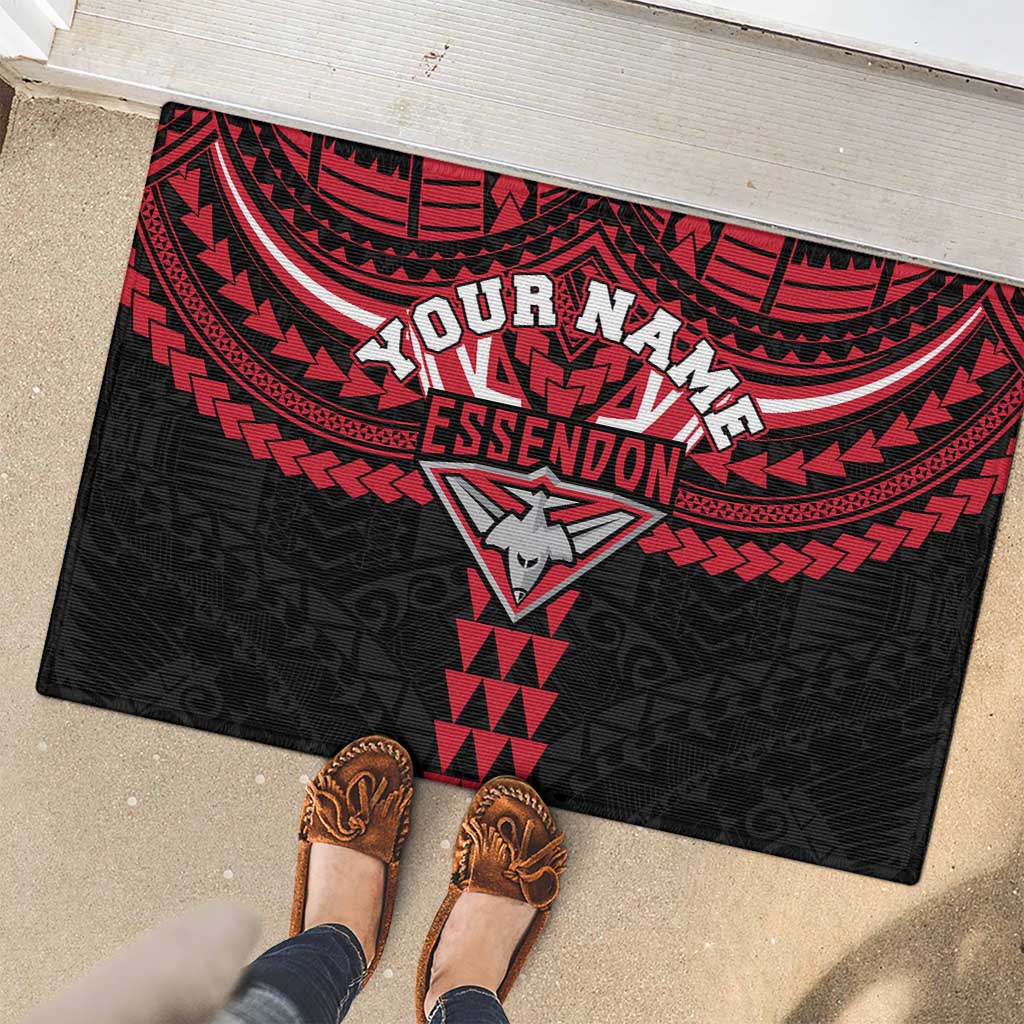 Personalized Essendon Bombers Rubber Doormat Polynesian Tribal Pattern Heritage Football