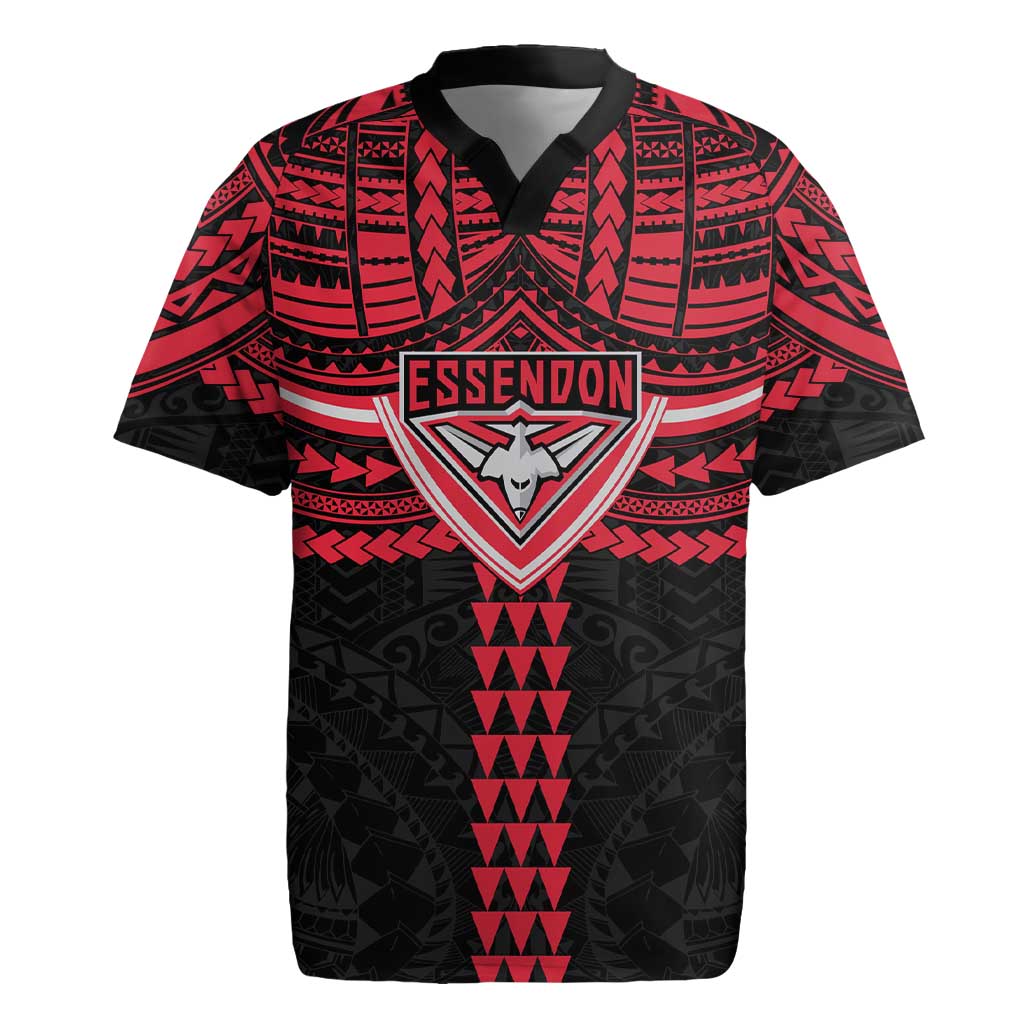 Personalized Essendon Bombers Rugby Jersey Polynesian Tribal Pattern Heritage Football