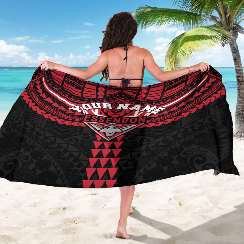 Personalized Essendon Bombers Sarong Polynesian Tribal Pattern Heritage Football