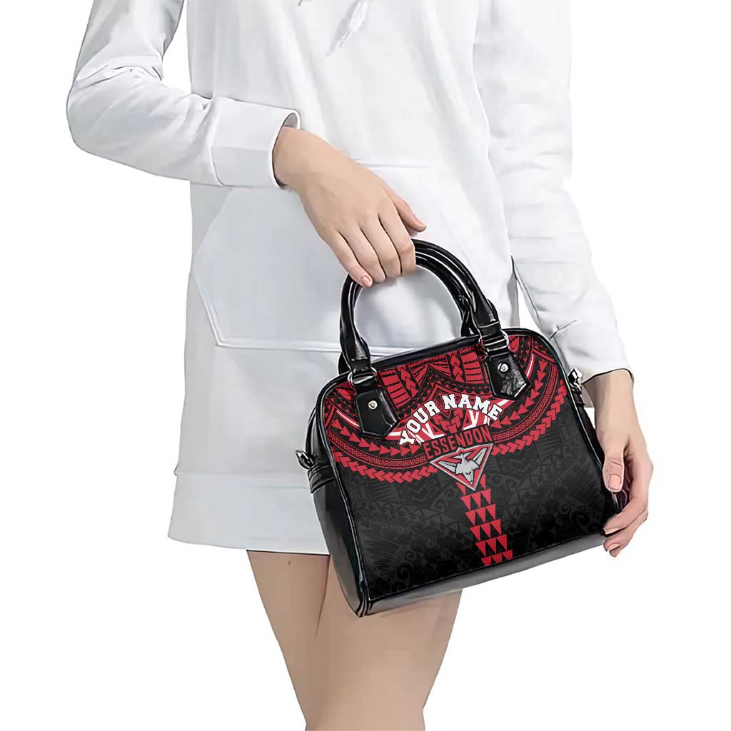 Personalized Essendon Bombers Shoulder Handbag Polynesian Tribal Pattern Heritage Football