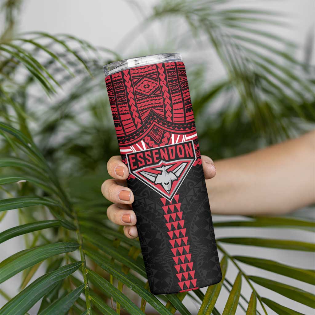 Personalized Essendon Bombers Skinny Tumbler Polynesian Tribal Pattern Heritage Football