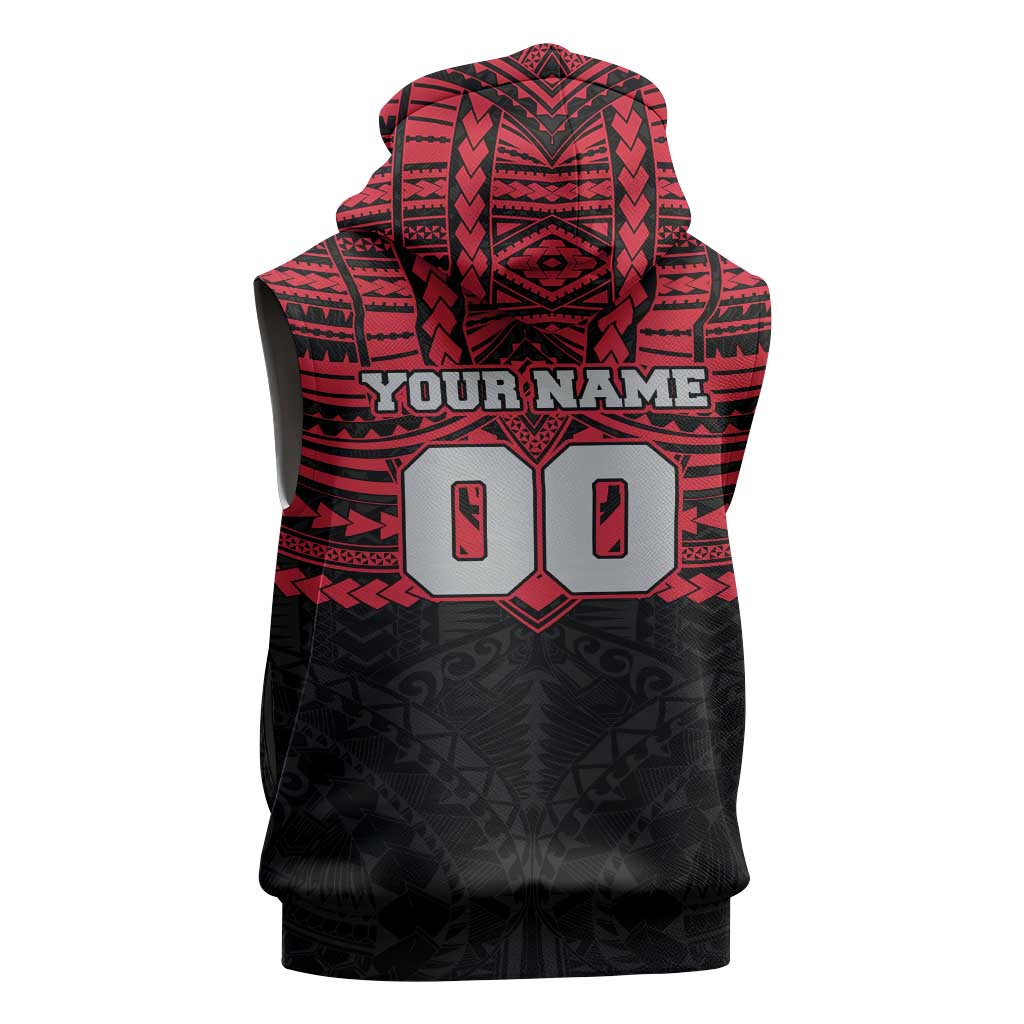 Personalized Essendon Bombers Sleeveless Hoodie Polynesian Tribal Pattern Heritage Football