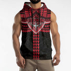 Personalized Essendon Bombers Sleeveless Hoodie Polynesian Tribal Pattern Heritage Football