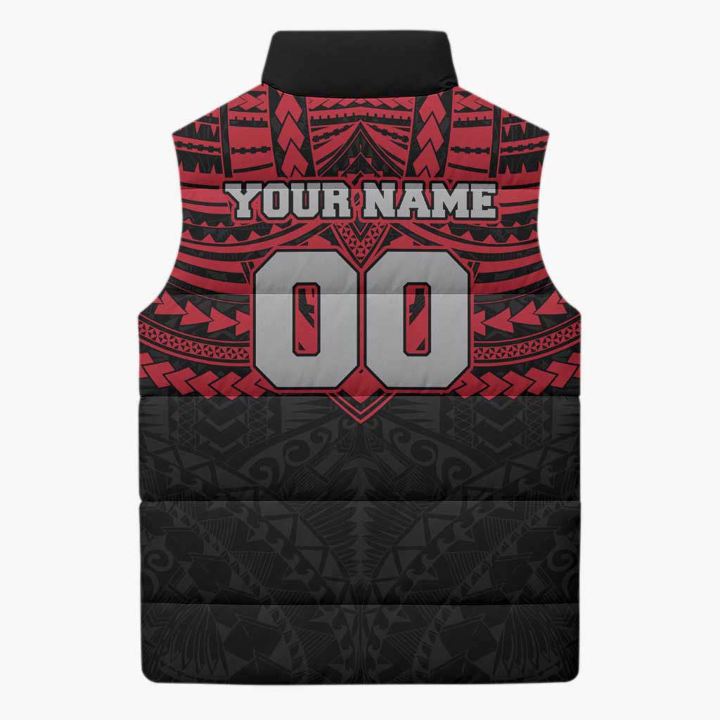 Personalized Essendon Bombers Sleeveless Puffer Jacket Polynesian Tribal Pattern Heritage Football