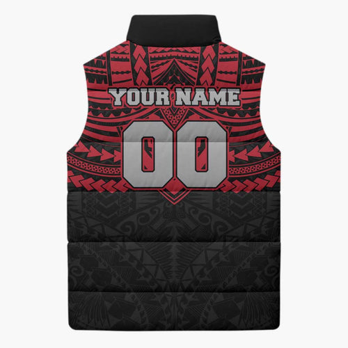 Personalized Essendon Bombers Sleeveless Puffer Jacket Polynesian Tribal Pattern Heritage Football