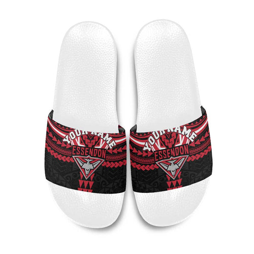 Personalized Essendon Bombers Slide Sandals Polynesian Tribal Pattern Heritage Football