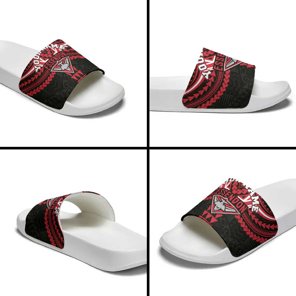 Personalized Essendon Bombers Slide Sandals Polynesian Tribal Pattern Heritage Football