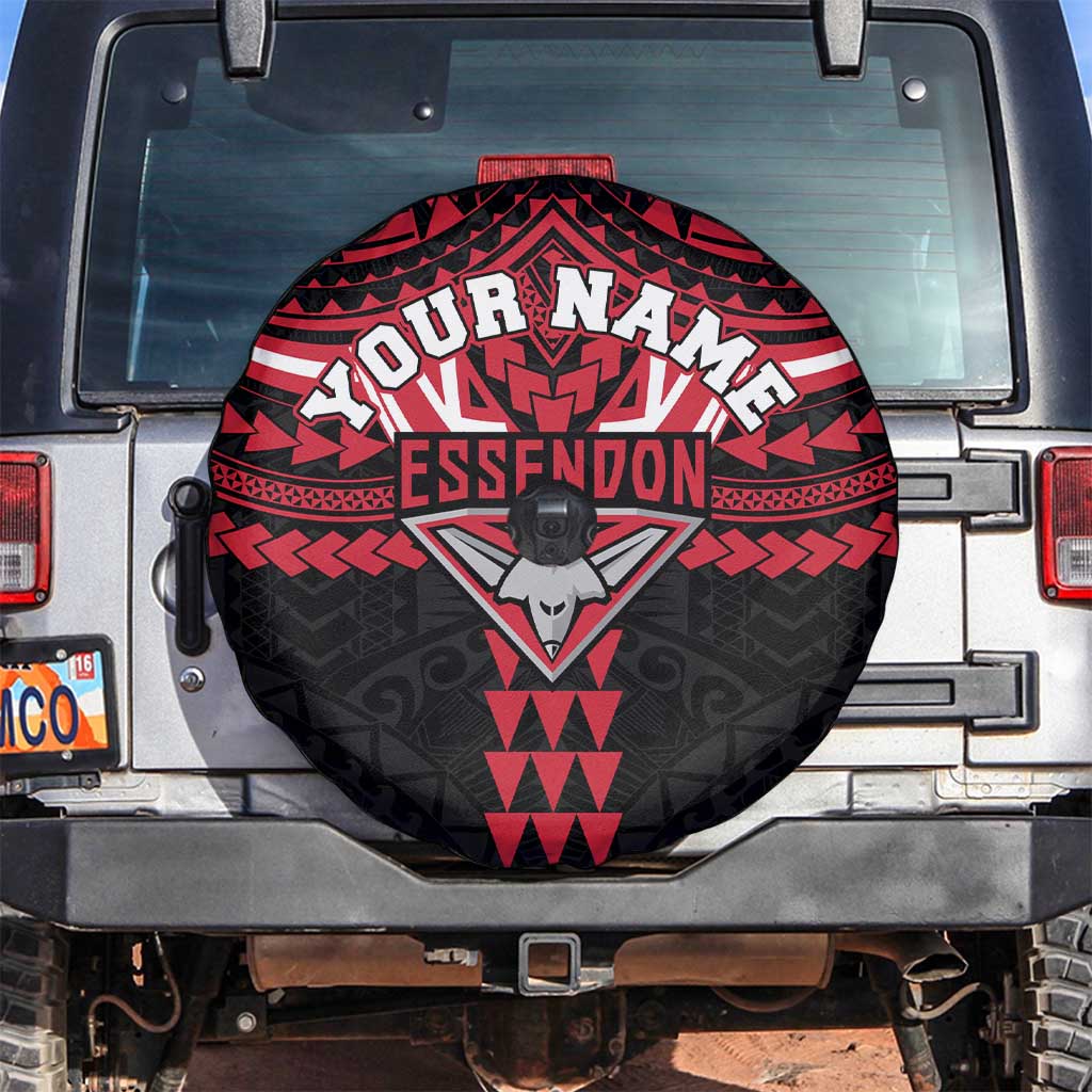 Personalized Essendon Bombers Spare Tire Cover Polynesian Tribal Pattern Heritage Football