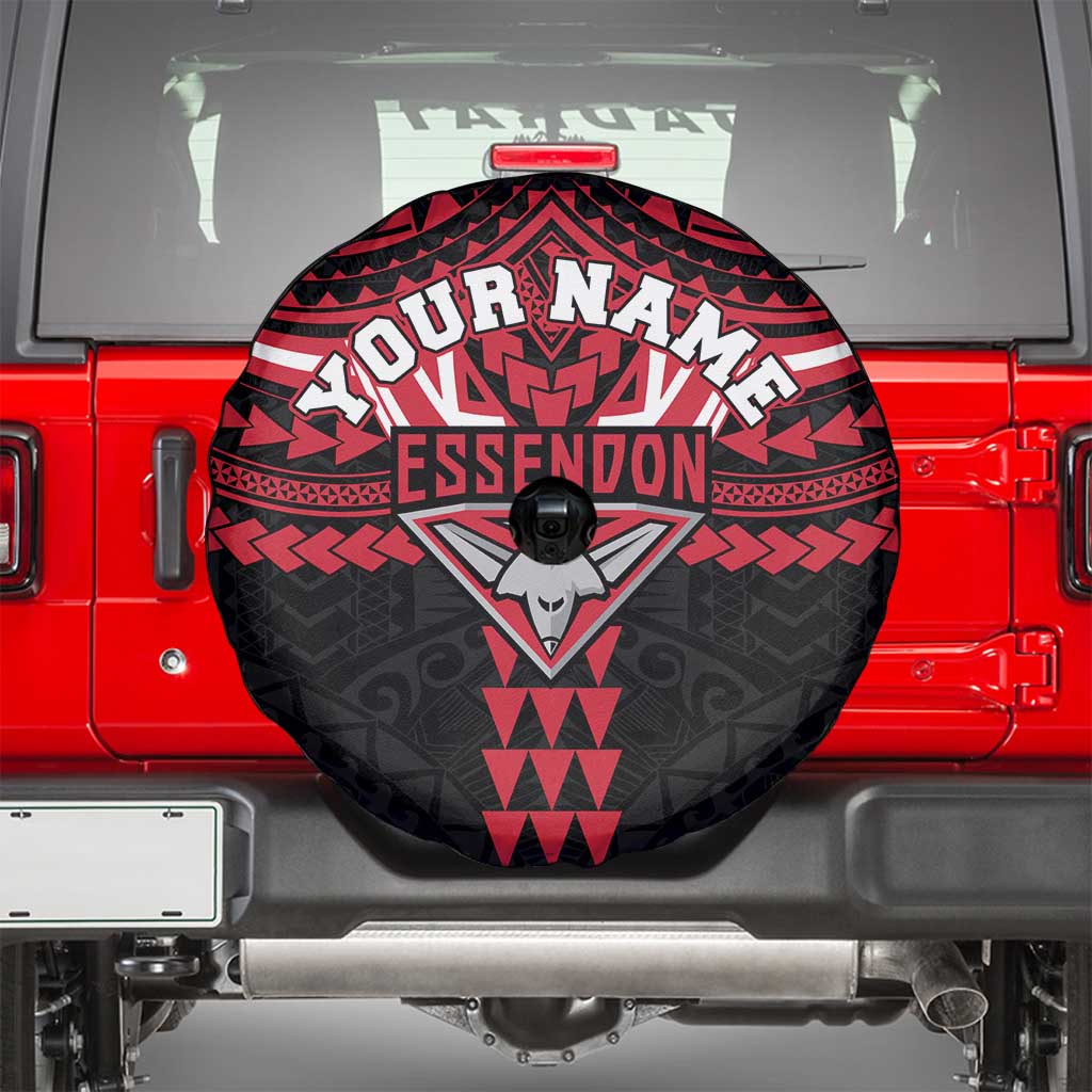 Personalized Essendon Bombers Spare Tire Cover Polynesian Tribal Pattern Heritage Football
