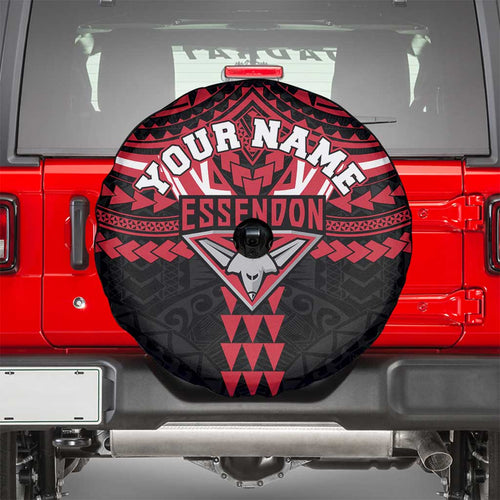 Personalized Essendon Bombers Spare Tire Cover Polynesian Tribal Pattern Heritage Football