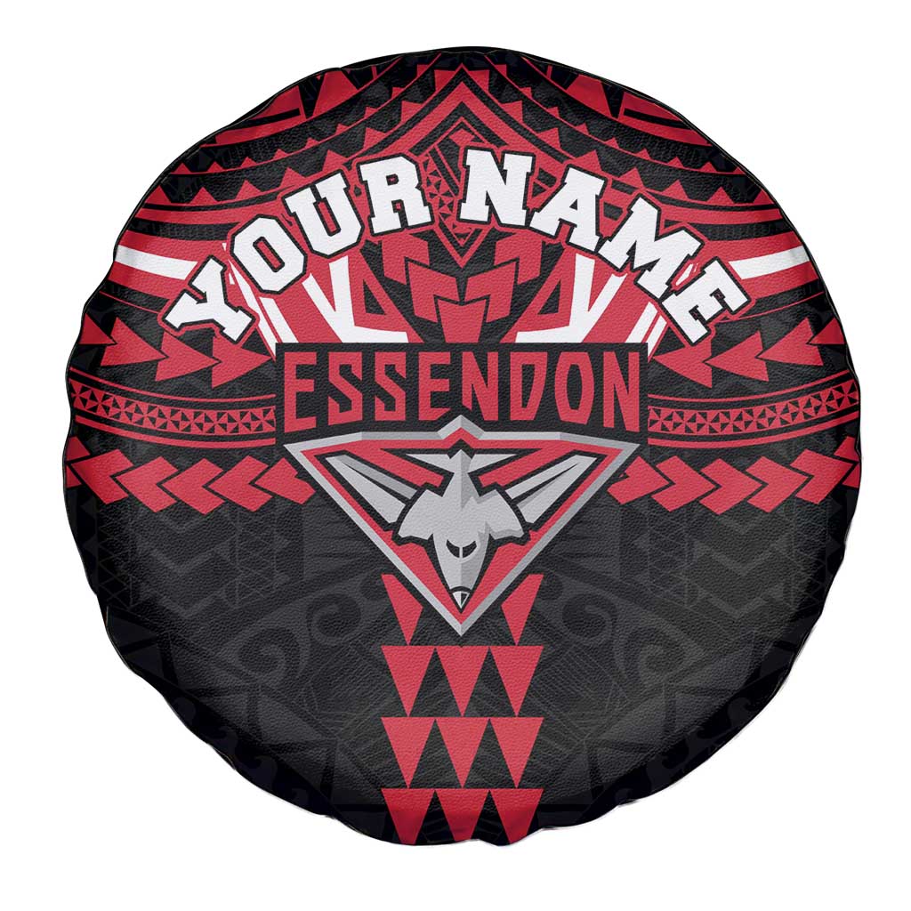 Personalized Essendon Bombers Spare Tire Cover Polynesian Tribal Pattern Heritage Football