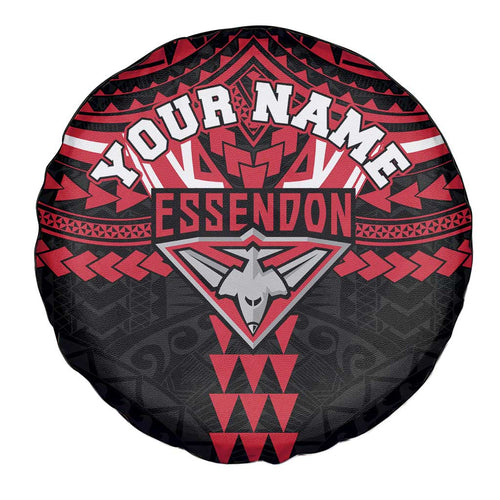 Personalized Essendon Bombers Spare Tire Cover Polynesian Tribal Pattern Heritage Football