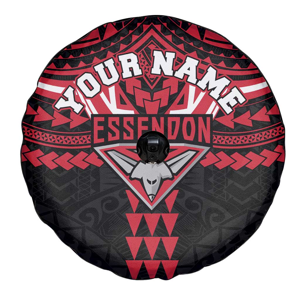 Personalized Essendon Bombers Spare Tire Cover Polynesian Tribal Pattern Heritage Football