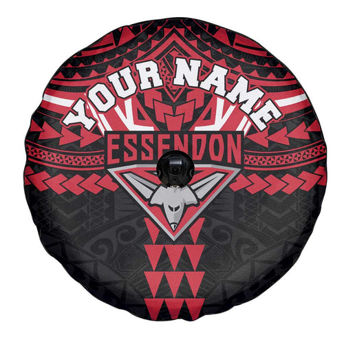 Personalized Essendon Bombers Spare Tire Cover Polynesian Tribal Pattern Heritage Football