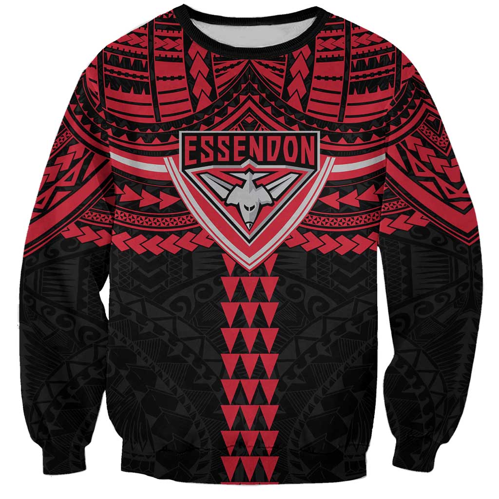 Personalized Essendon Bombers Sweatshirt Polynesian Tribal Pattern Heritage Football