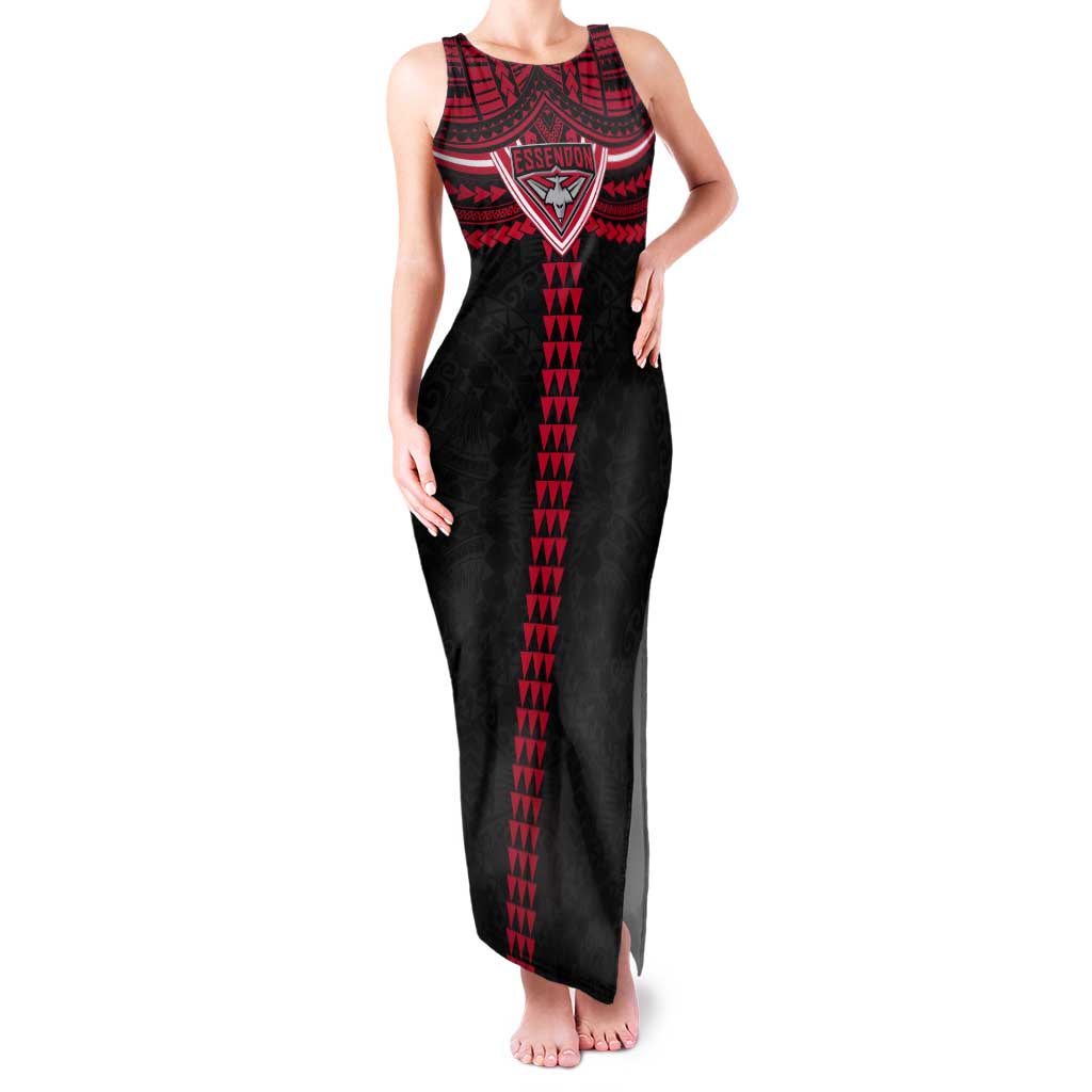 Personalized Essendon Bombers Tank Maxi Dress Polynesian Tribal Pattern Heritage Football