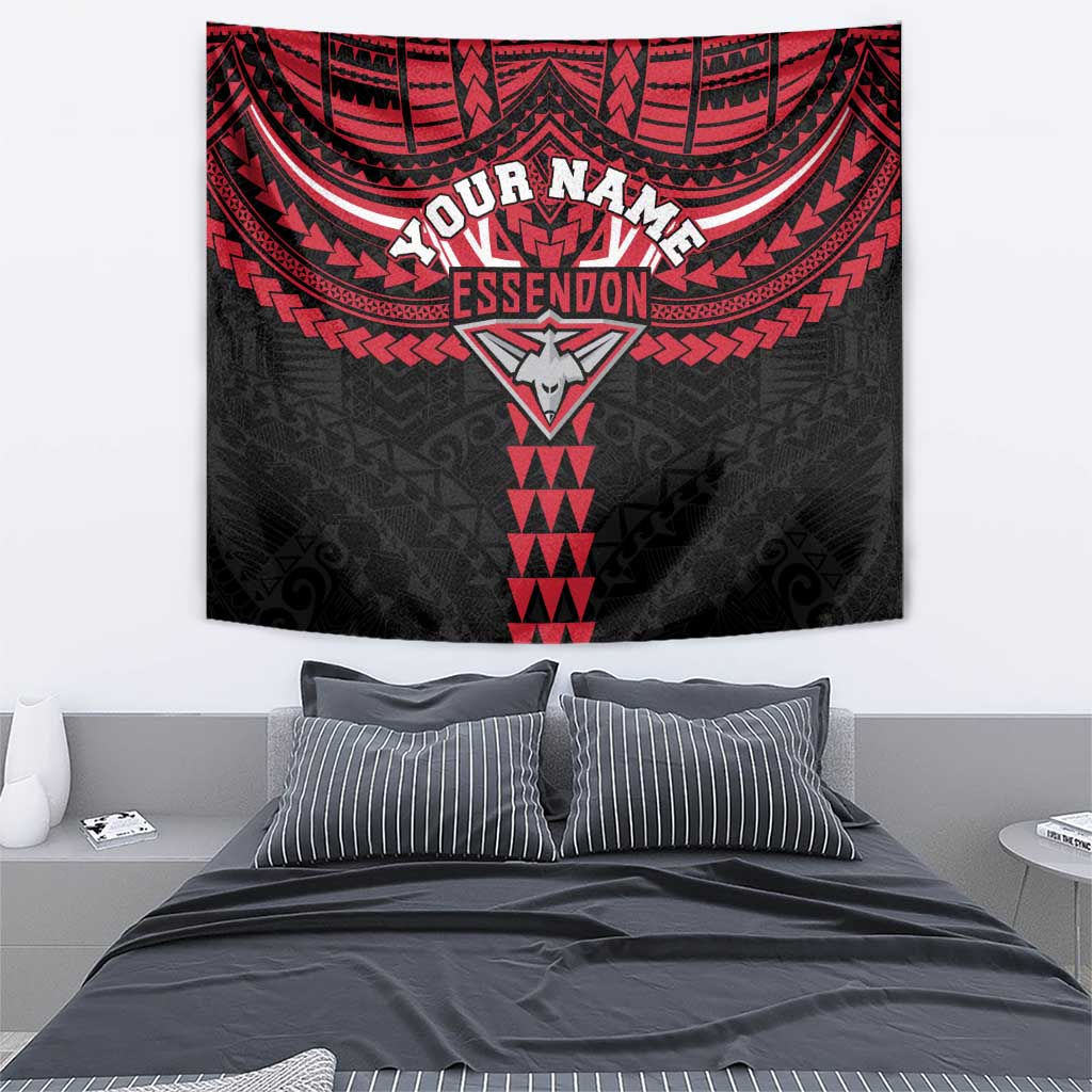 Personalized Essendon Bombers Tapestry Polynesian Tribal Pattern Heritage Football