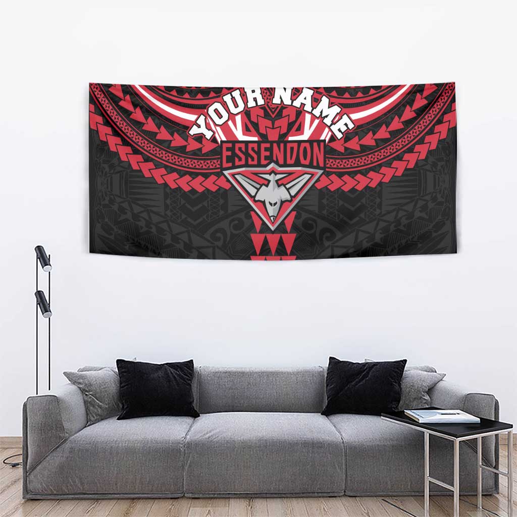 Personalized Essendon Bombers Tapestry Polynesian Tribal Pattern Heritage Football