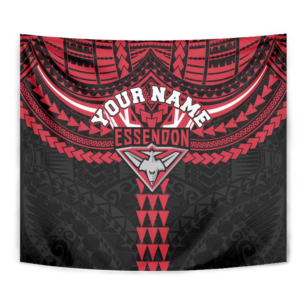 Personalized Essendon Bombers Tapestry Polynesian Tribal Pattern Heritage Football