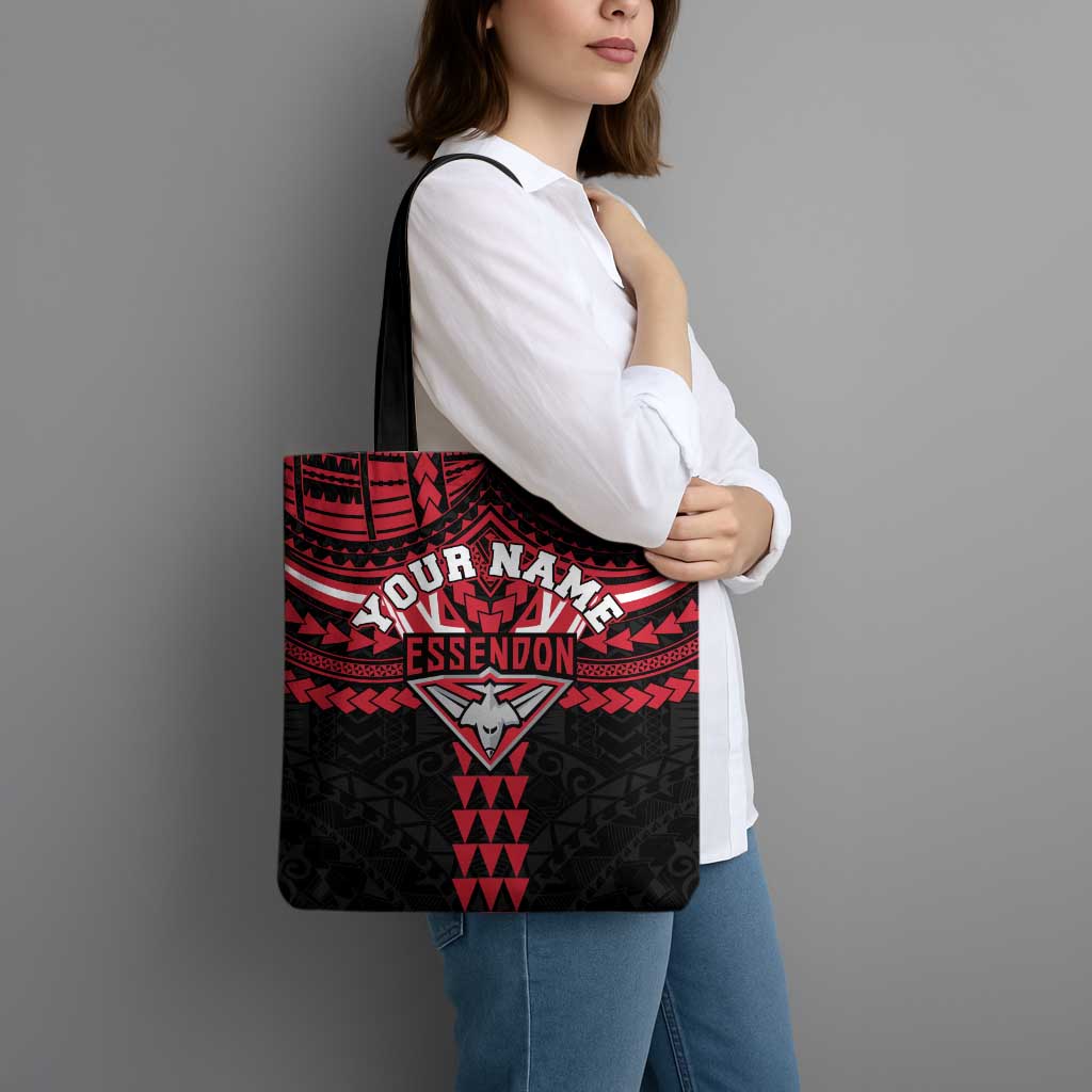 Personalized Essendon Bombers Tote Bag Polynesian Tribal Pattern Heritage Football
