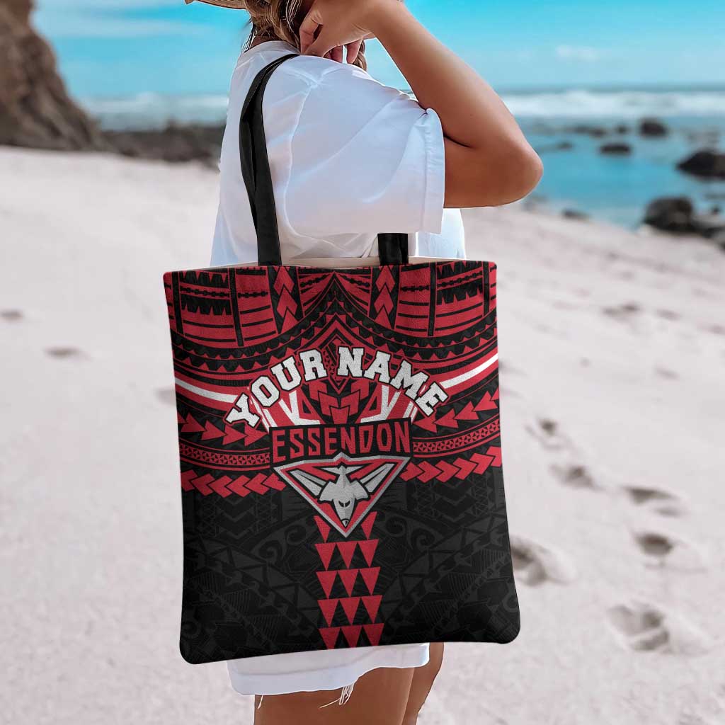 Personalized Essendon Bombers Tote Bag Polynesian Tribal Pattern Heritage Football