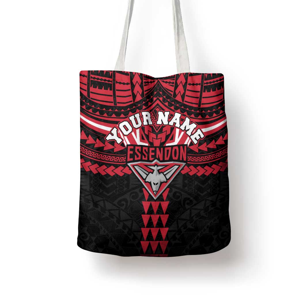 Personalized Essendon Bombers Tote Bag Polynesian Tribal Pattern Heritage Football