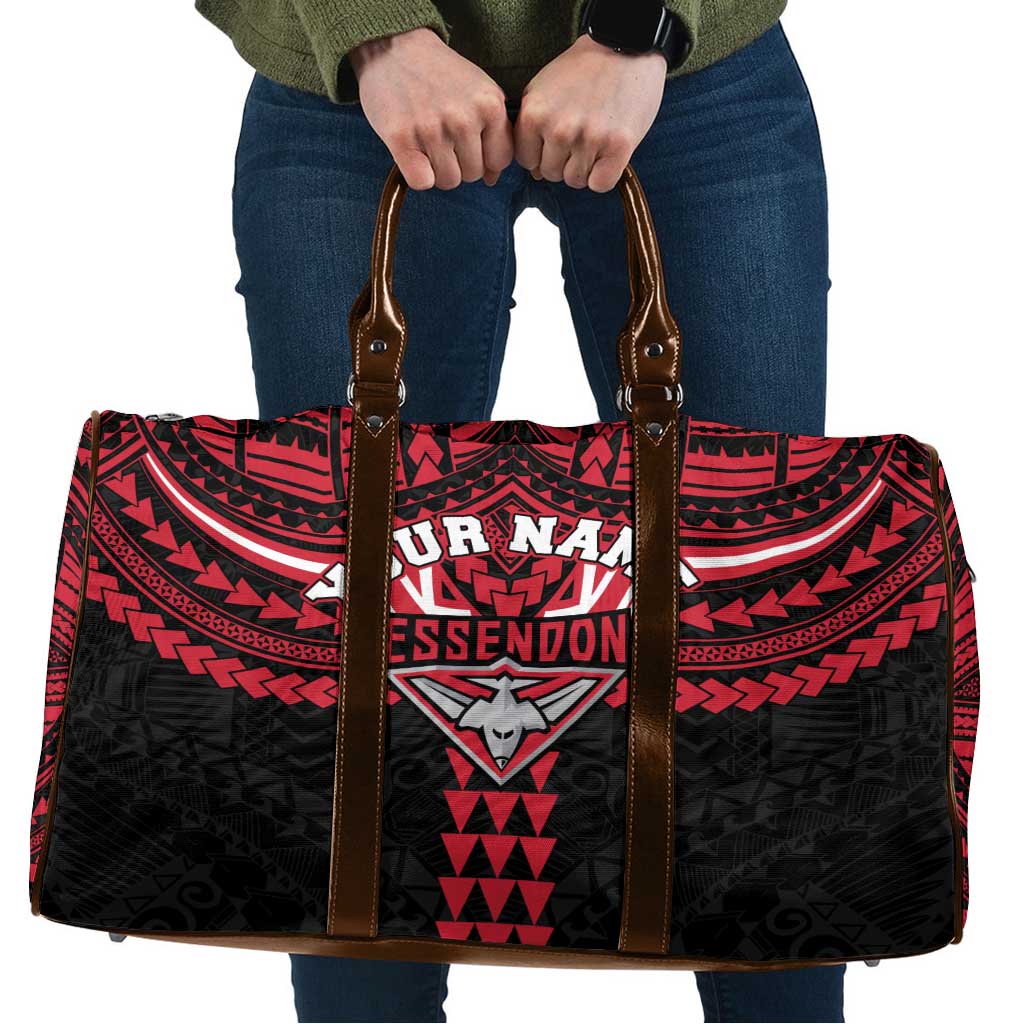 Personalized Essendon Bombers Travel Bag Polynesian Tribal Pattern Heritage Football