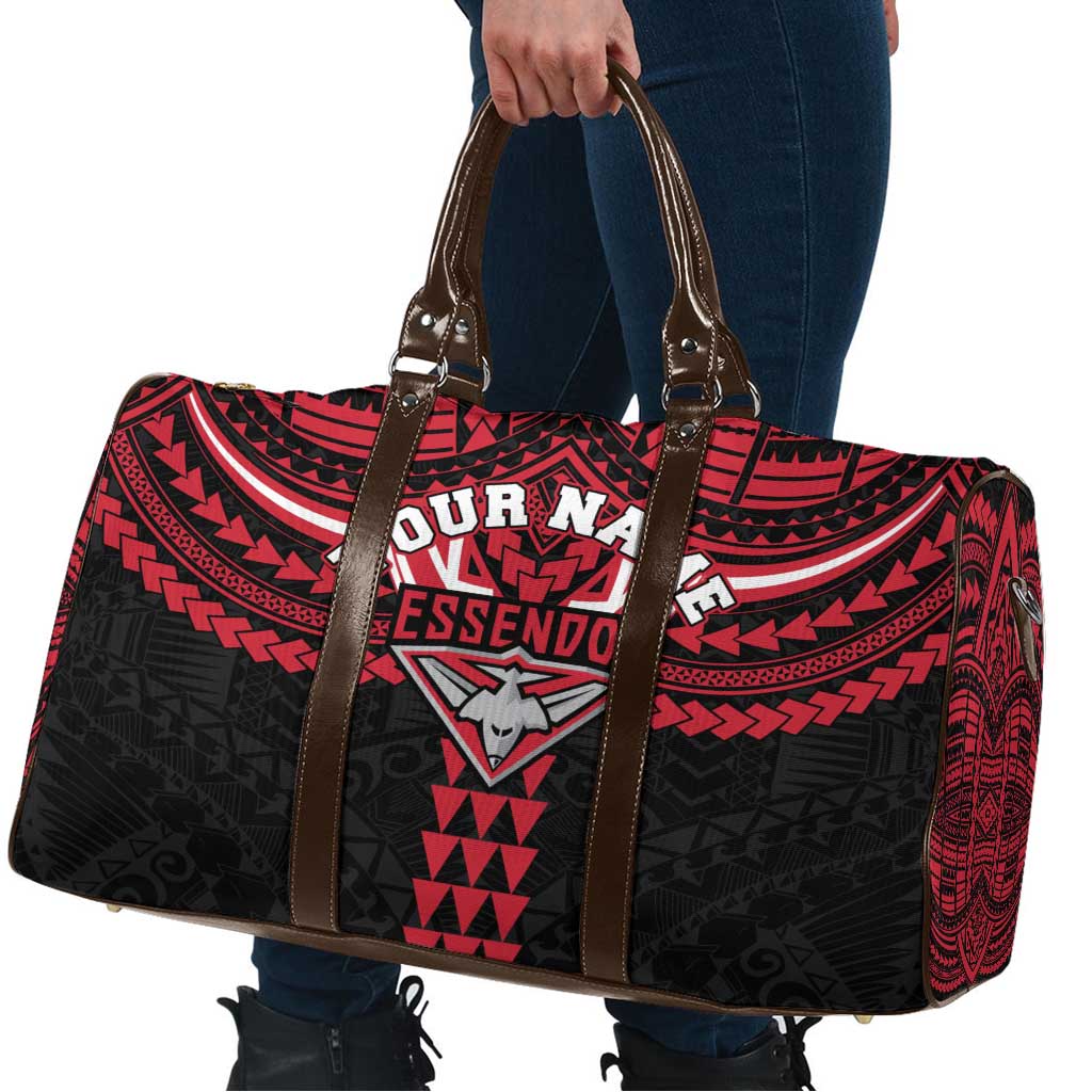 Personalized Essendon Bombers Travel Bag Polynesian Tribal Pattern Heritage Football