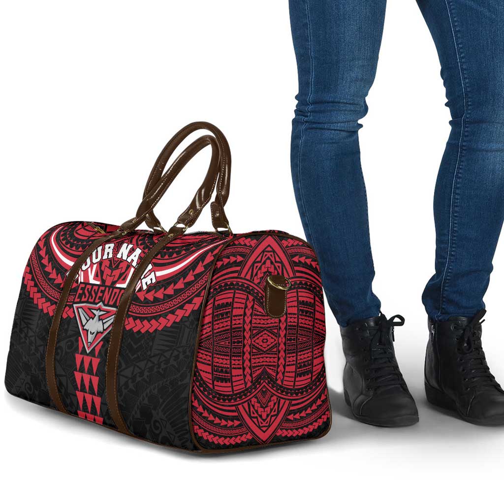 Personalized Essendon Bombers Travel Bag Polynesian Tribal Pattern Heritage Football