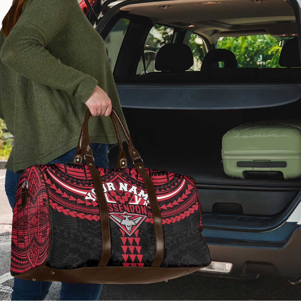 Personalized Essendon Bombers Travel Bag Polynesian Tribal Pattern Heritage Football