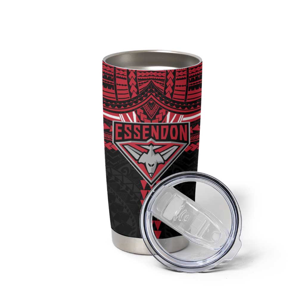 Personalized Essendon Bombers Tumbler Cup Polynesian Tribal Pattern Heritage Football
