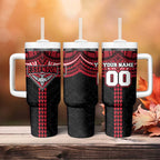 Personalized Essendon Bombers Tumbler With Handle Polynesian Tribal Pattern Heritage Football