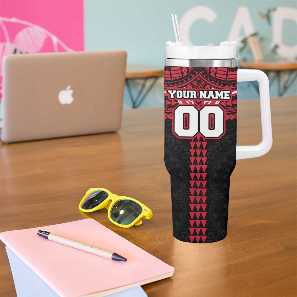Personalized Essendon Bombers Tumbler With Handle Polynesian Tribal Pattern Heritage Football