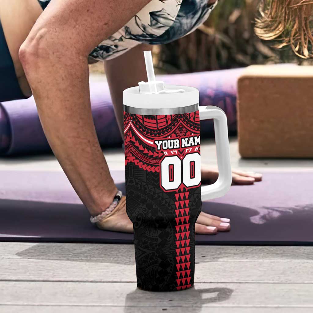 Personalized Essendon Bombers Tumbler With Handle Polynesian Tribal Pattern Heritage Football