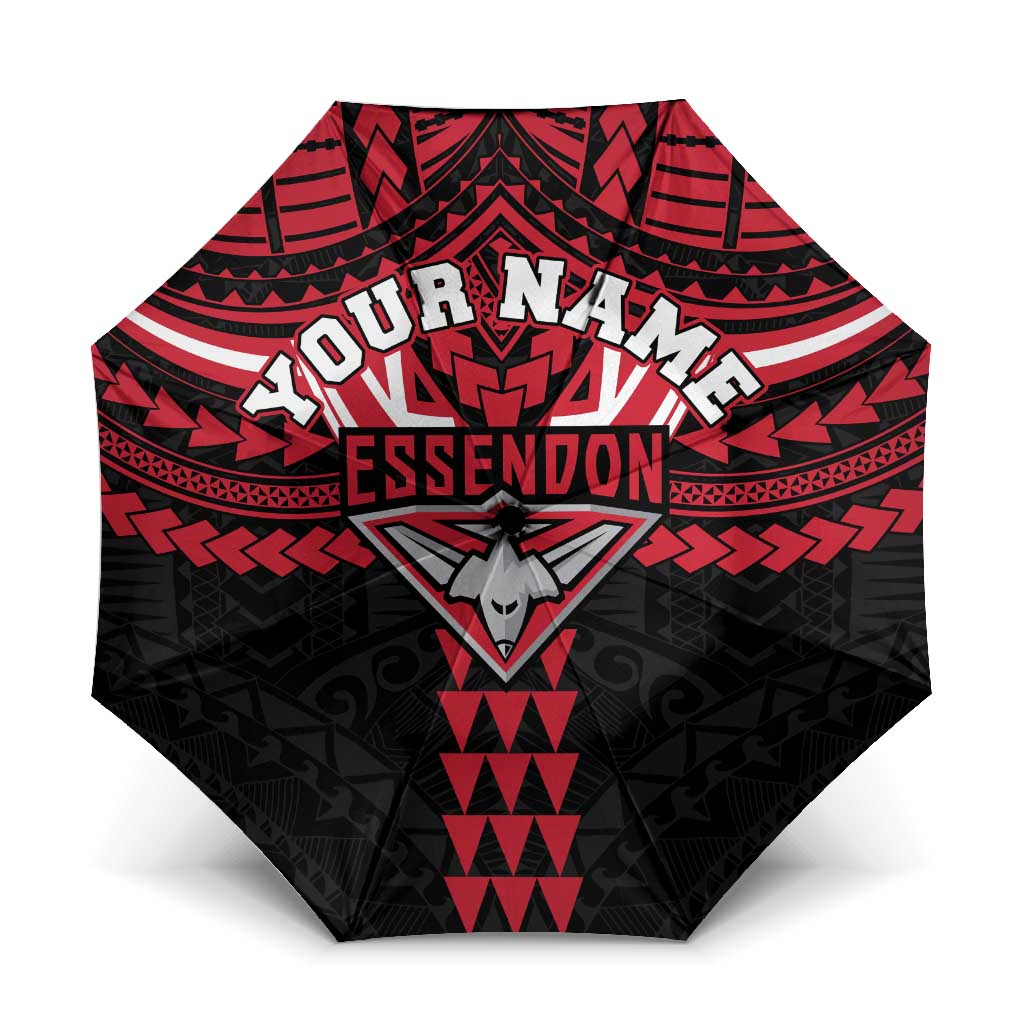 Personalized Essendon Bombers Umbrella Polynesian Tribal Pattern Heritage Football