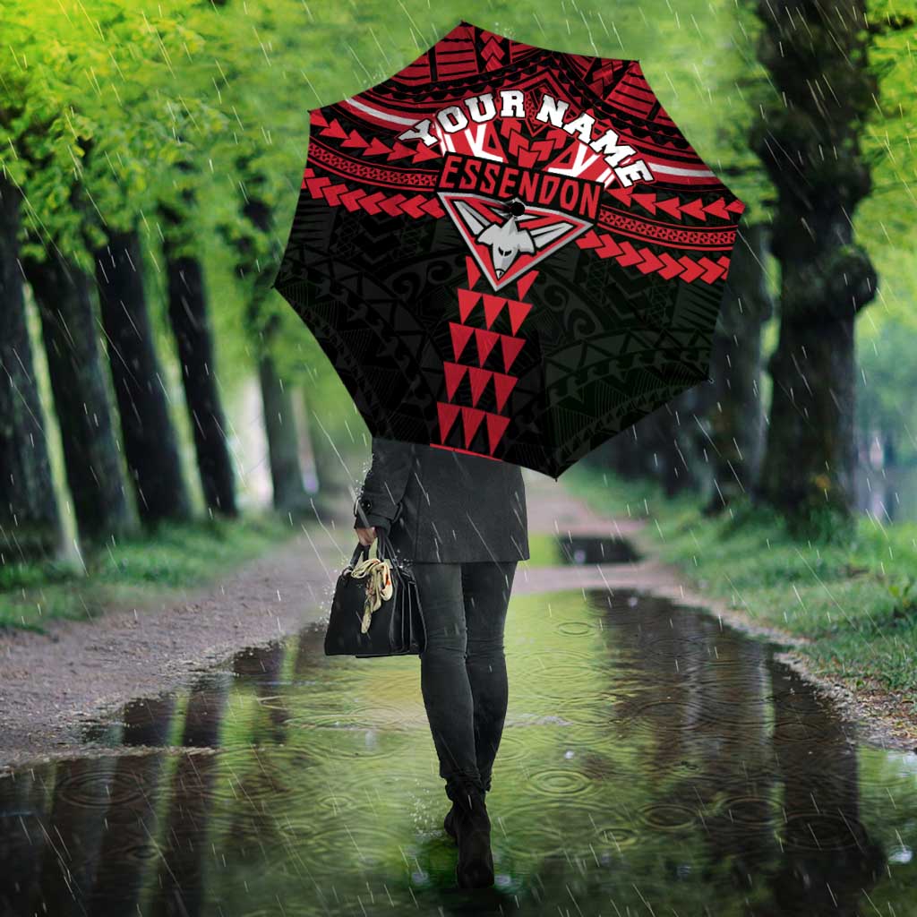 Personalized Essendon Bombers Umbrella Polynesian Tribal Pattern Heritage Football